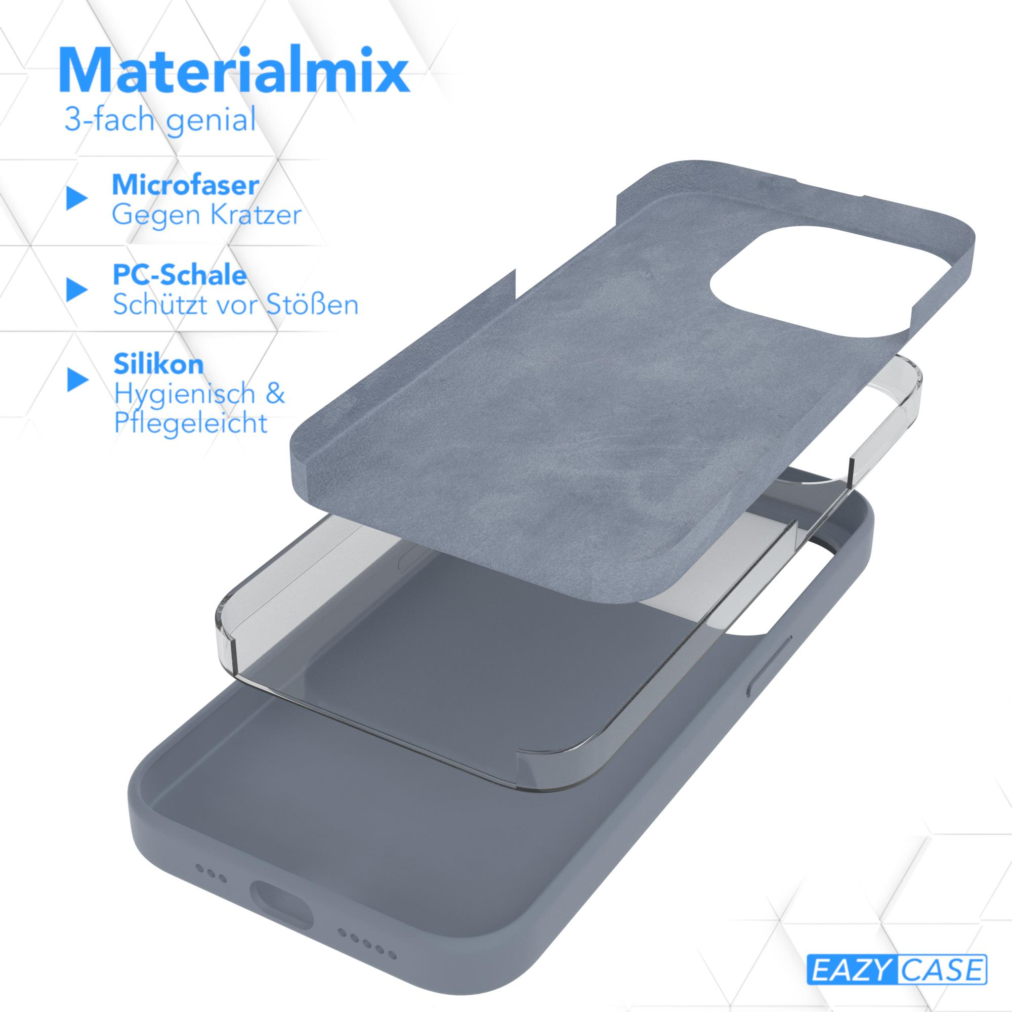 Eine mehrschichtige Handyhülle. Zeigt Mikrofaserschicht, PC-Schale und Silikonschicht.