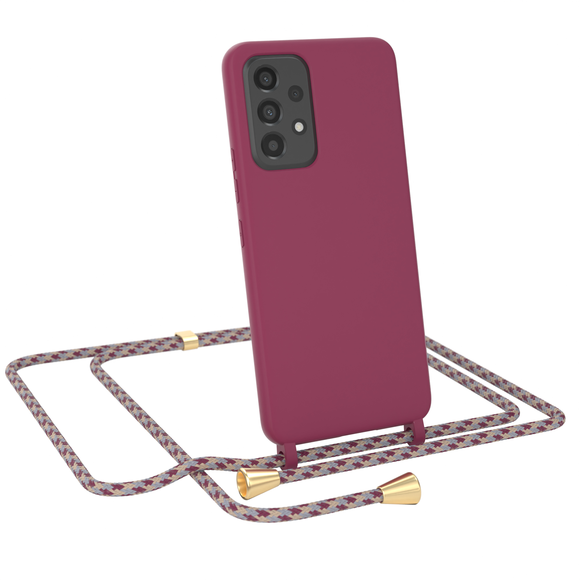 Case, Galaxy A53 5G, CASE Runde Handykette Full Camouflage Samsung, Silicon Umhängetasche, Color Rot EAZY