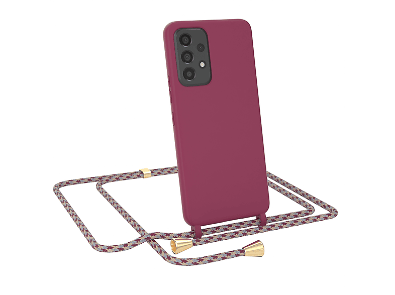 Rot Handykette Silicon EAZY Galaxy Camouflage A53 Runde Case, CASE Full Color Umhängetasche, Samsung, 5G,