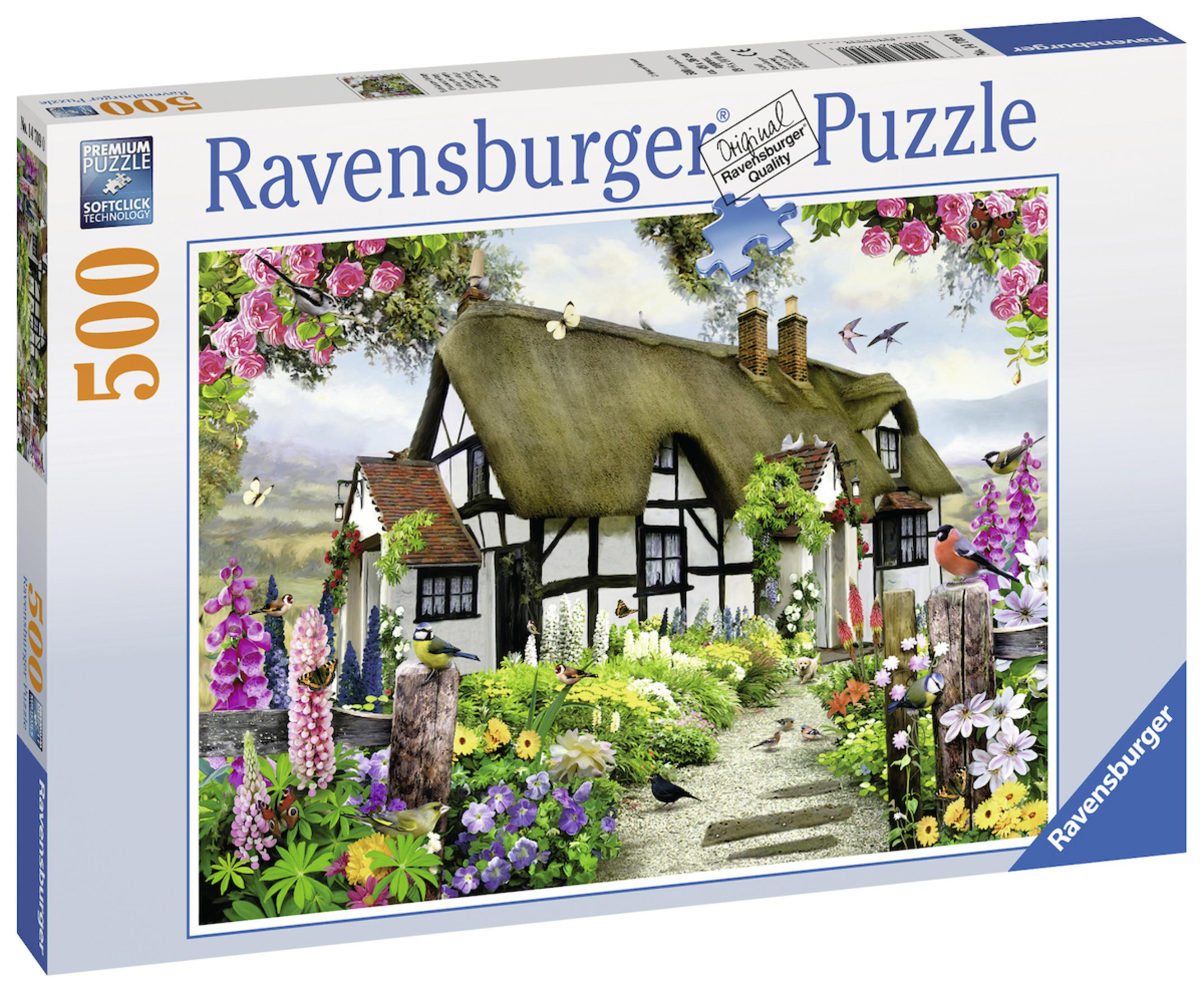 Puzzledose mit einem Bild eines Hauses.