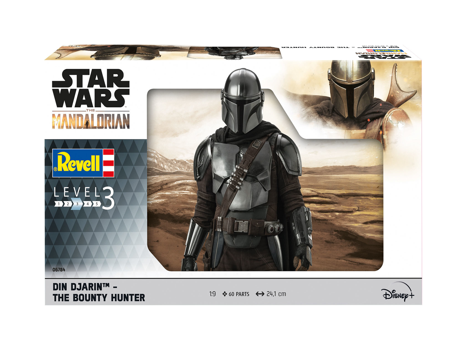 Een modelbouwdoos van de Mandalorian, Din Djarin, uit Star Wars.
