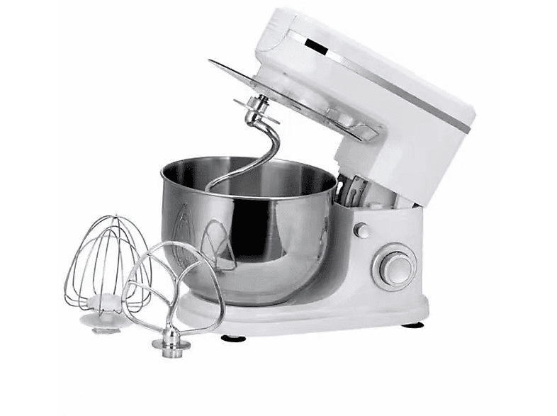 ENBAOXIN Vollautomatische Knetmaschine mit Spritzwasserschutzdeckel, Handarbeit zur Teigimitation Küchenmaschine Weiß (1500 Watt)