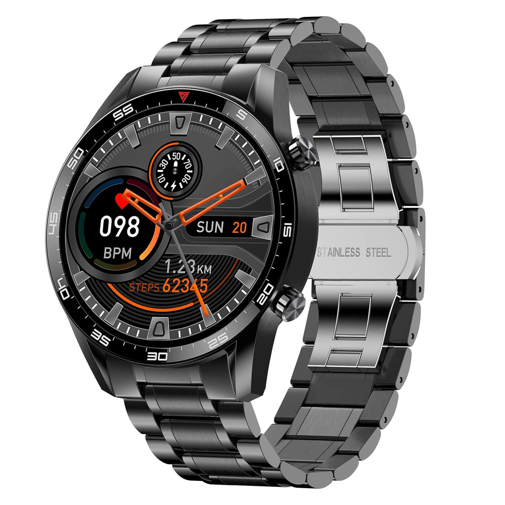 LIGE Fitness Tracker Armbanduhr Smartwatch Armbänd 1x Legierung Edelstahl, Schwarz
