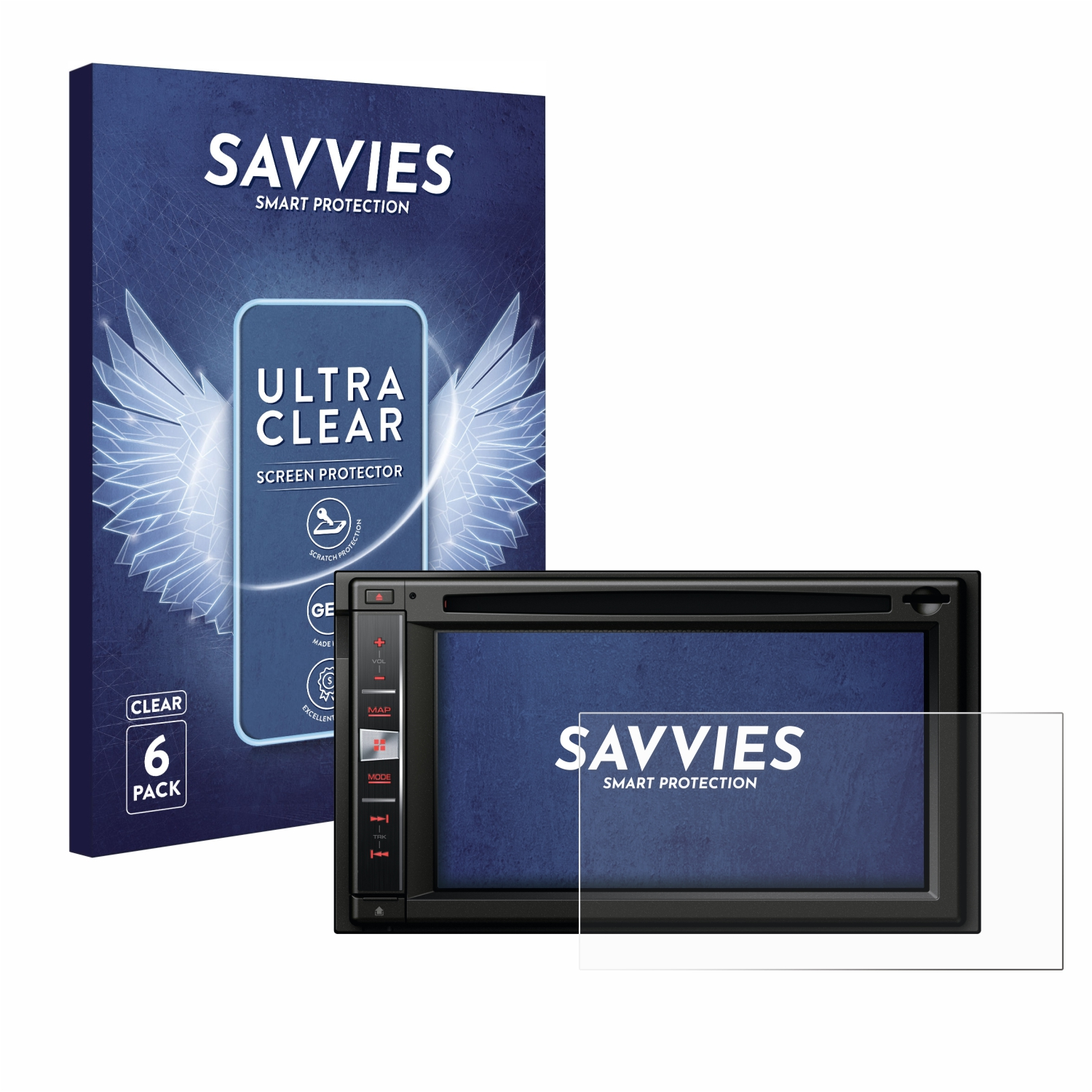SAVVIES 6x klare Schutzfolie(für Pioneer AVIC-F860BT)