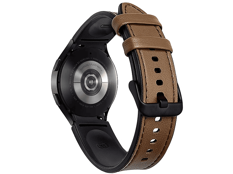WIGENTO Design Kunstleder Armband, Ersatzarmband, Samsung, Samsung Galaxy Watch 6 / 5 / 4 40 44 mm / Watch 5 Pro 45mm / Watch 6 / 4 Classic 43 47 mm / 42 46 mm, Braun