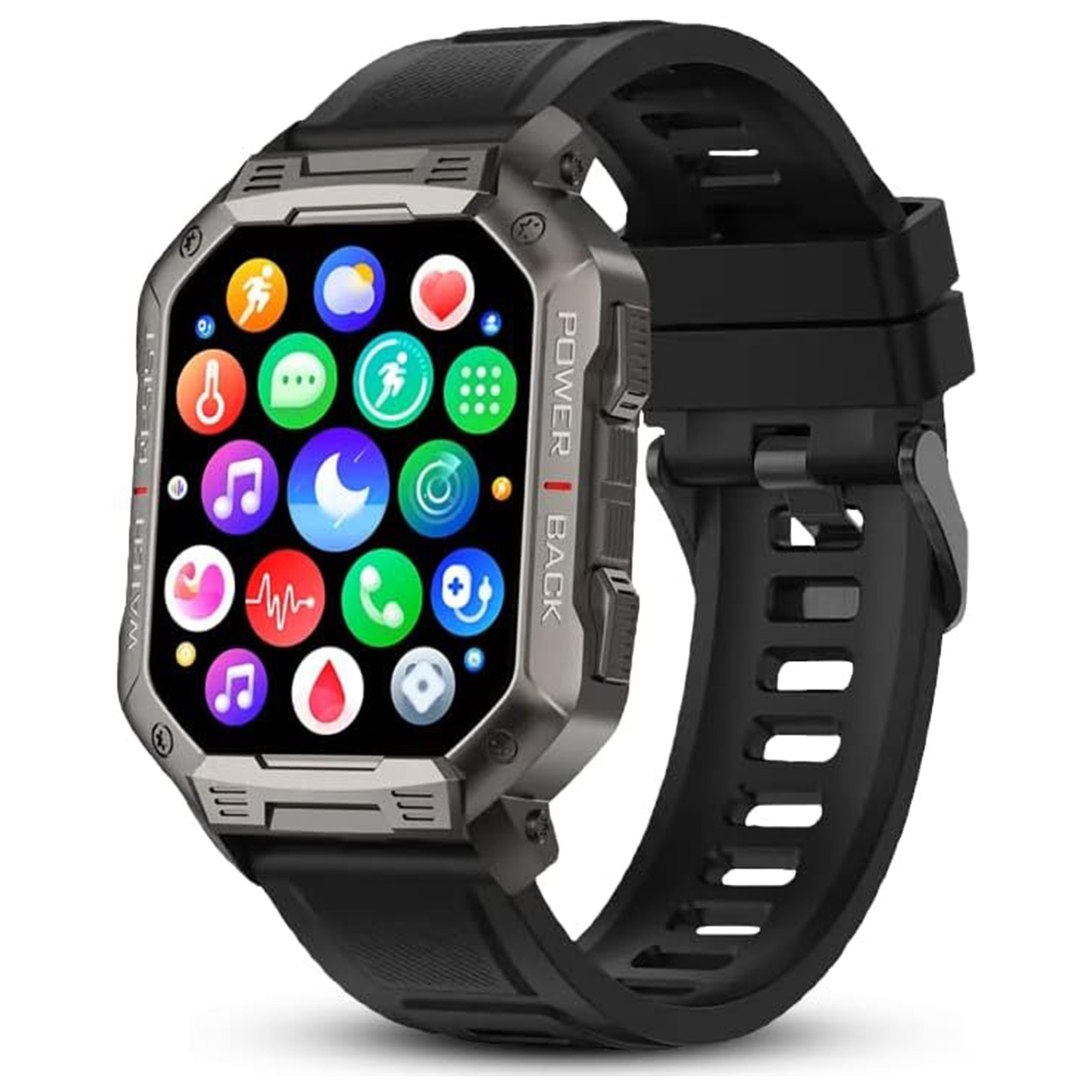 DINITECH Armbanduhr Sportuhr Smartwatch Legierung Silikon, Schwarz 1x Armbänd