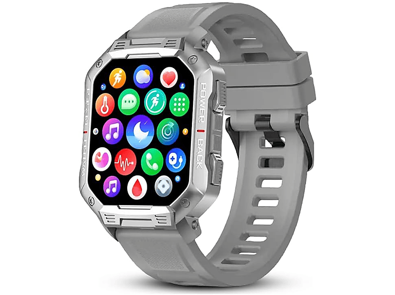 DINITECH Armbanduhr Sportuhr Smartwatch Grau Silikon, Armbänd Legierung 1x