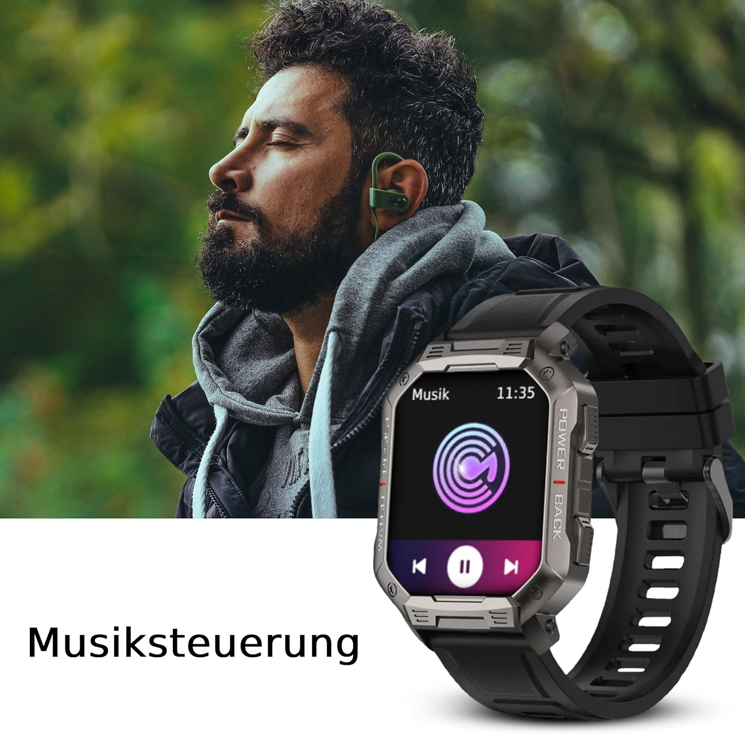 Sportuhr DINITECH Armbanduhr Smartwatch Legierung Schwarz Silikon, Armbänd 1x