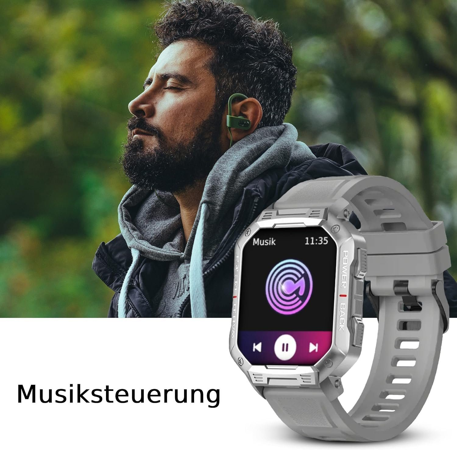 DINITECH Armbanduhr Sportuhr Grau Smartwatch 1x Silikon, Armbänd Legierung