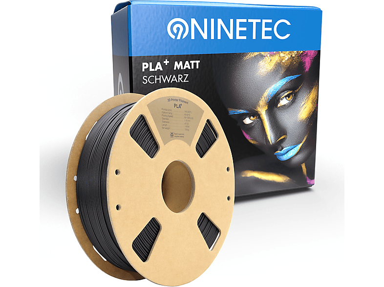 Matt PLA+ Filament Schwarz NINETEC