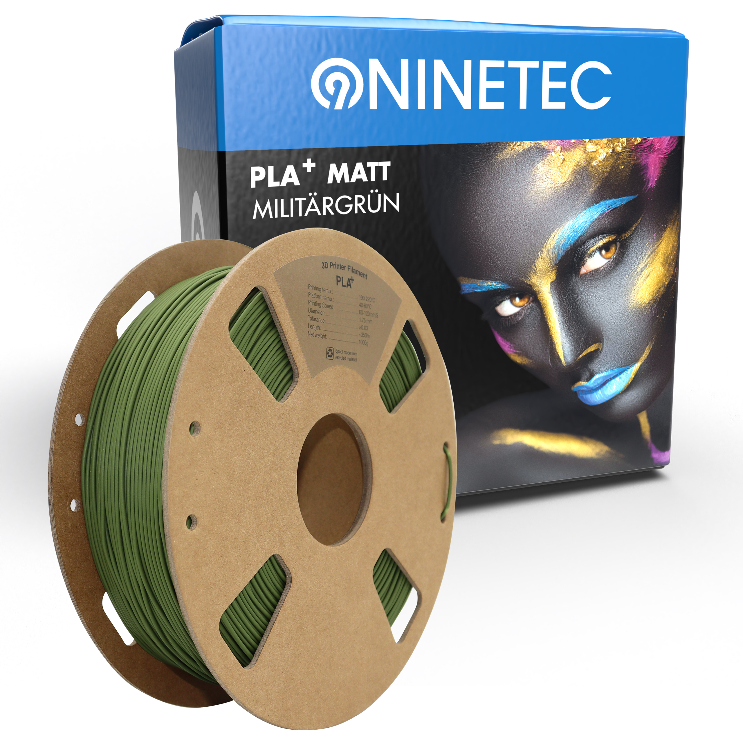 NINETEC PLA+ Matt Militärgrün Filament