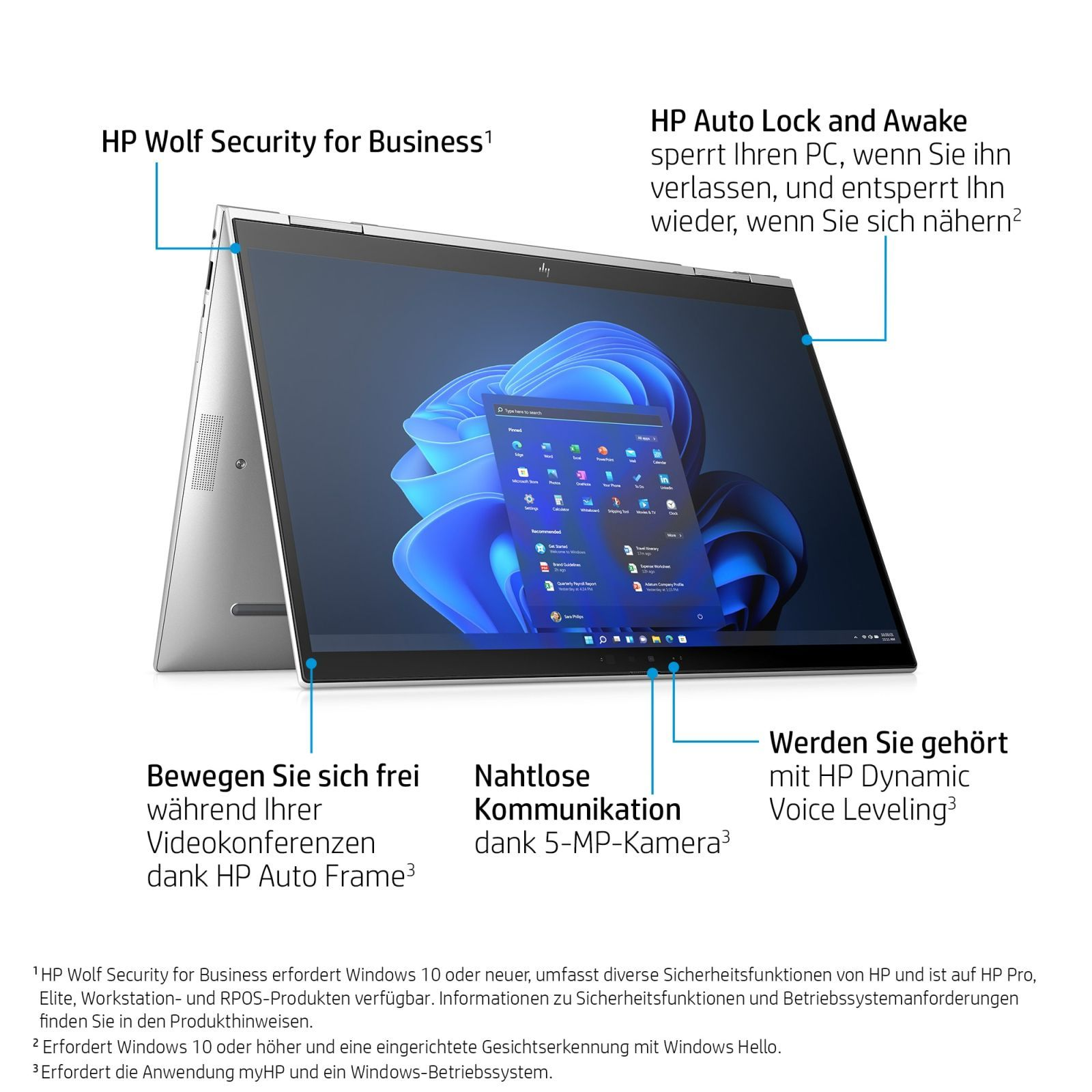 Un laptop argentato con schermo che mostra un'interfaccia Windows. Testo nell'immagine.