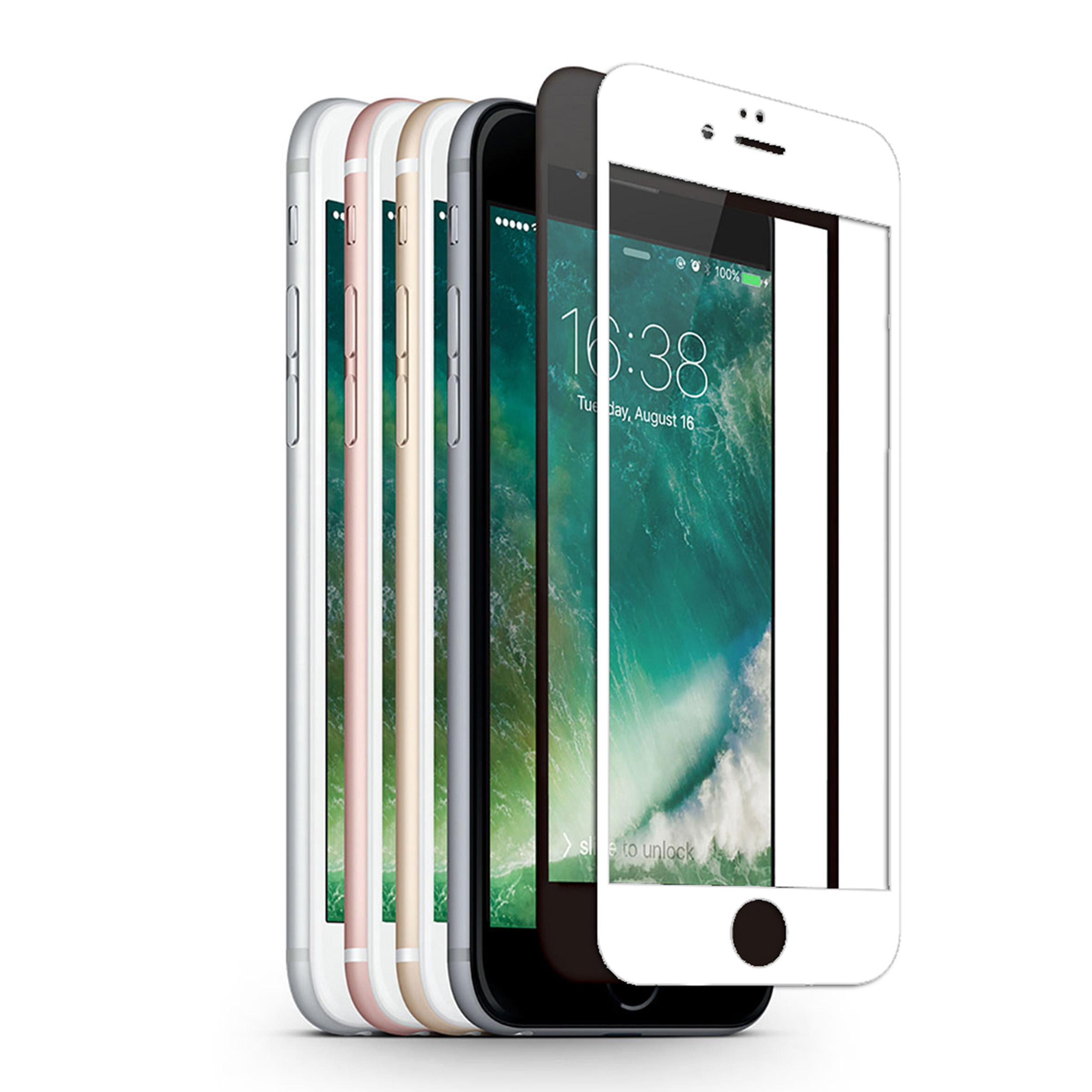 iPhone für 7 Apple Displayschutz Hartglas IPhone Frame 7) Black glass(für Protective KMP