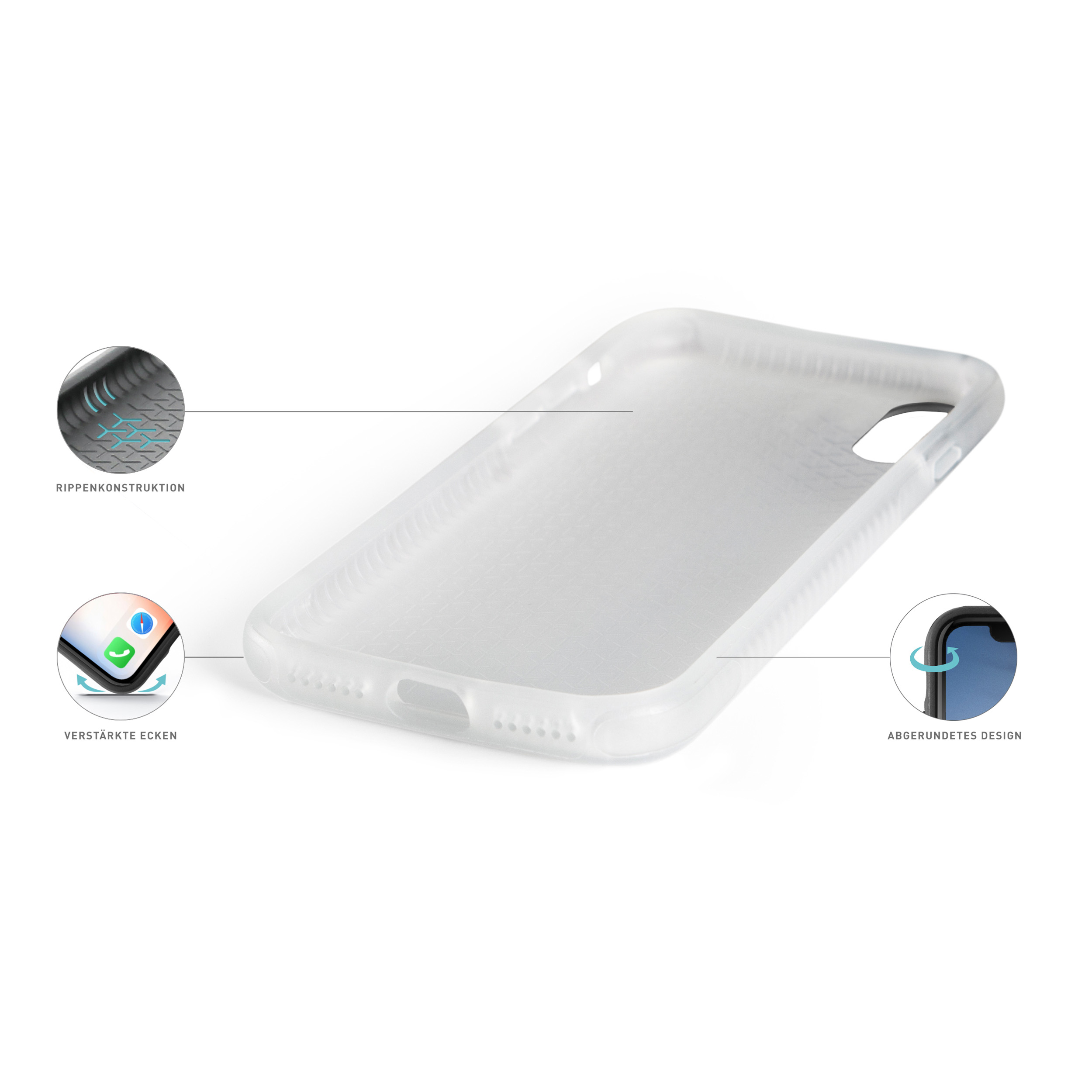 KMP Sporty iPhone X Backcover, X, für Apple, Schutzhülle iPhone Transparent, transparent