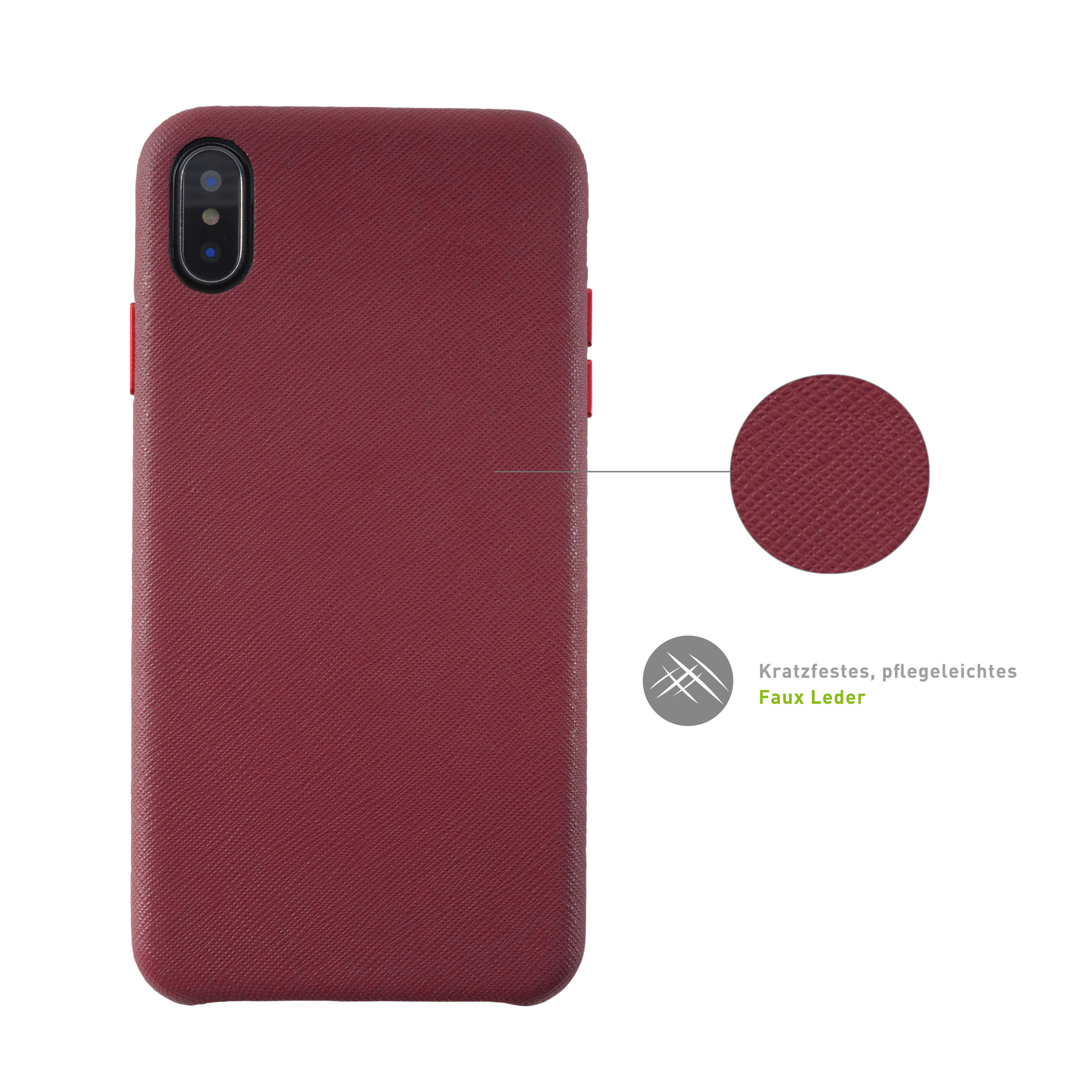 XS, IPhone KMP Pear Red, Schutzhülle Leder X, red Backcover, iPhone XS, Apple, X pear Vegane für