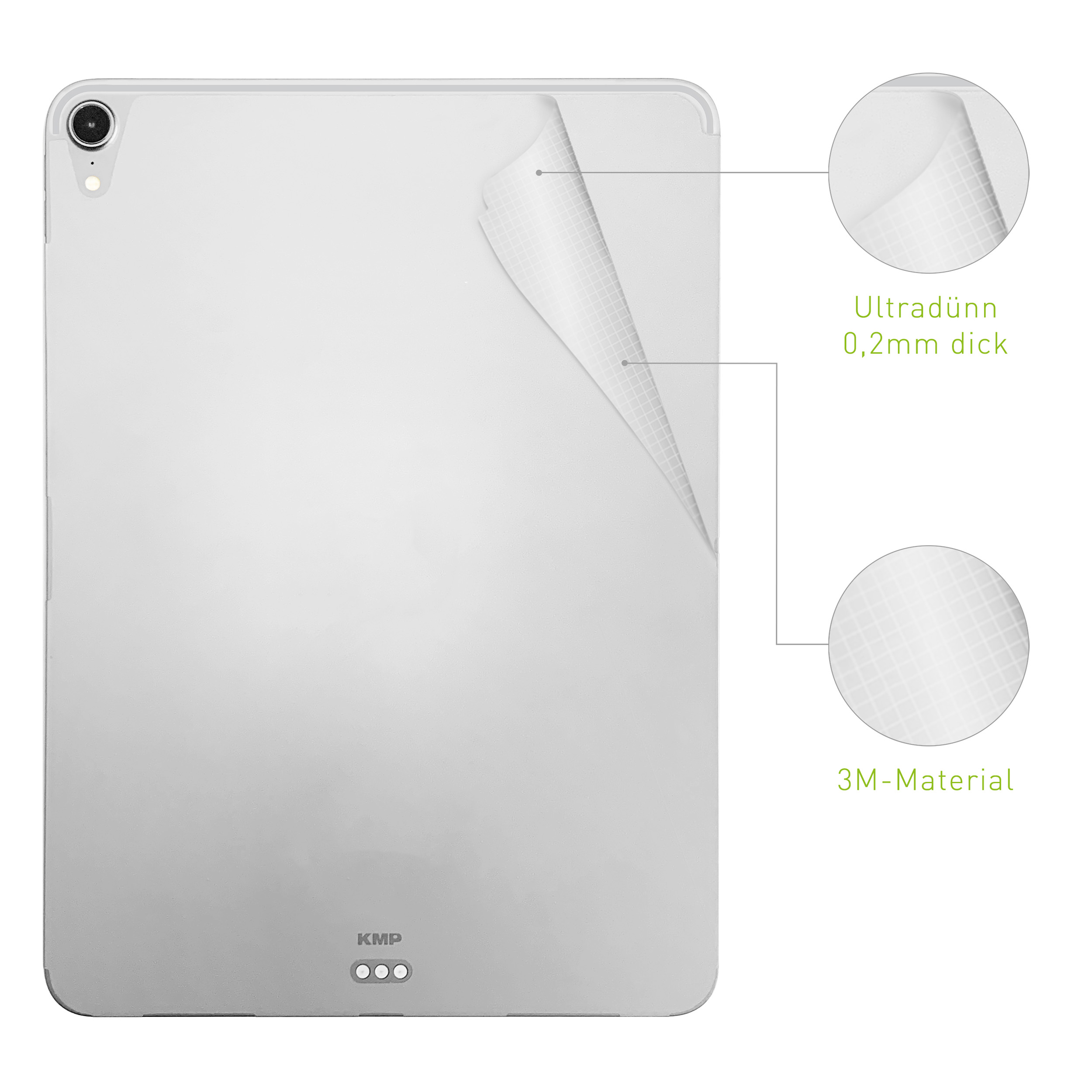 KMP Schutzfolie für iPad silver AntiScratchLevel, 6H skin Protective Apple 11 für Rückseite Vinylfilm, Silver Cover Pro Flip 3M-Material