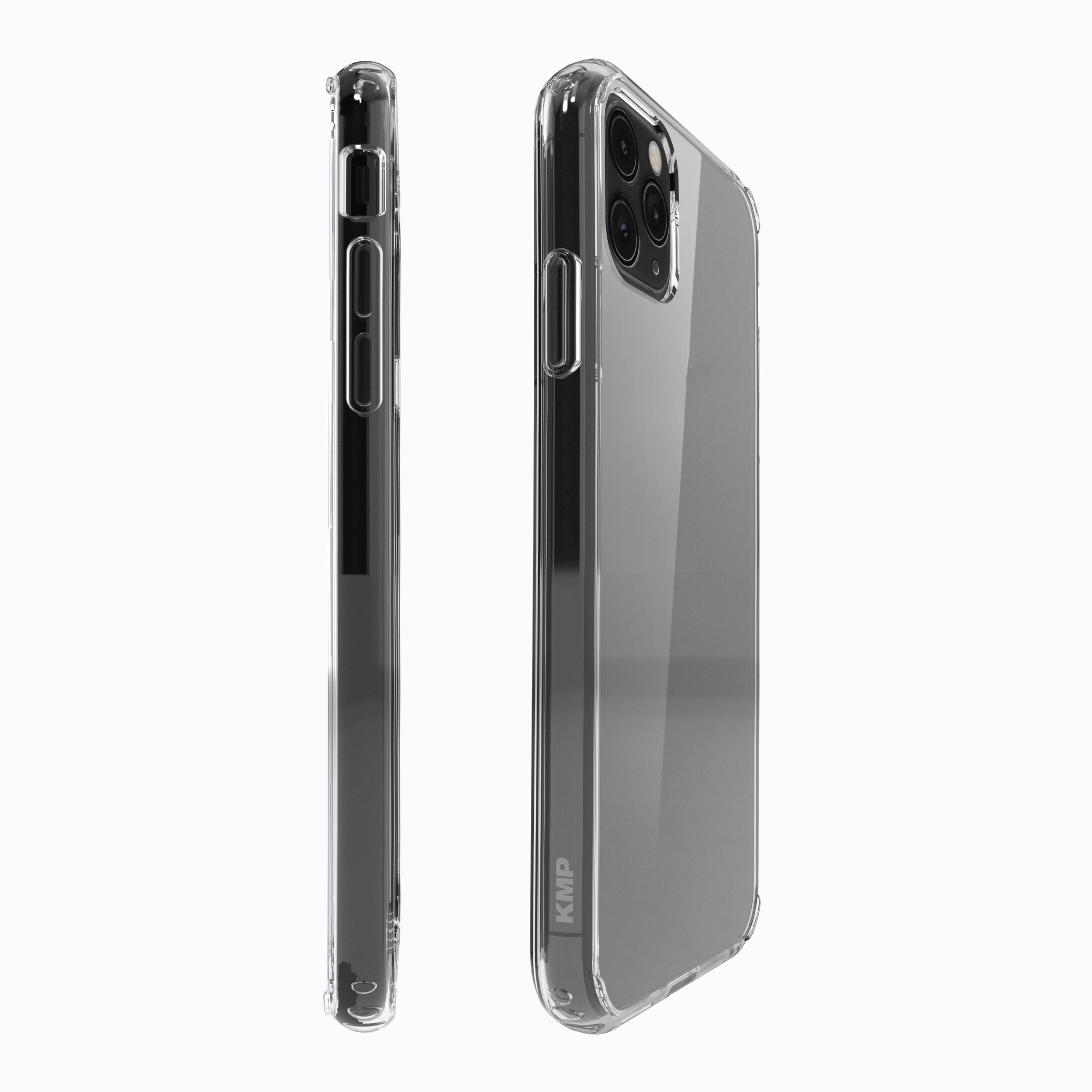 Zwei transparente Telefonhüllen. Eine Seitenansicht und eine in einem Winkel. Die Hüllen sind für ein Telefon.