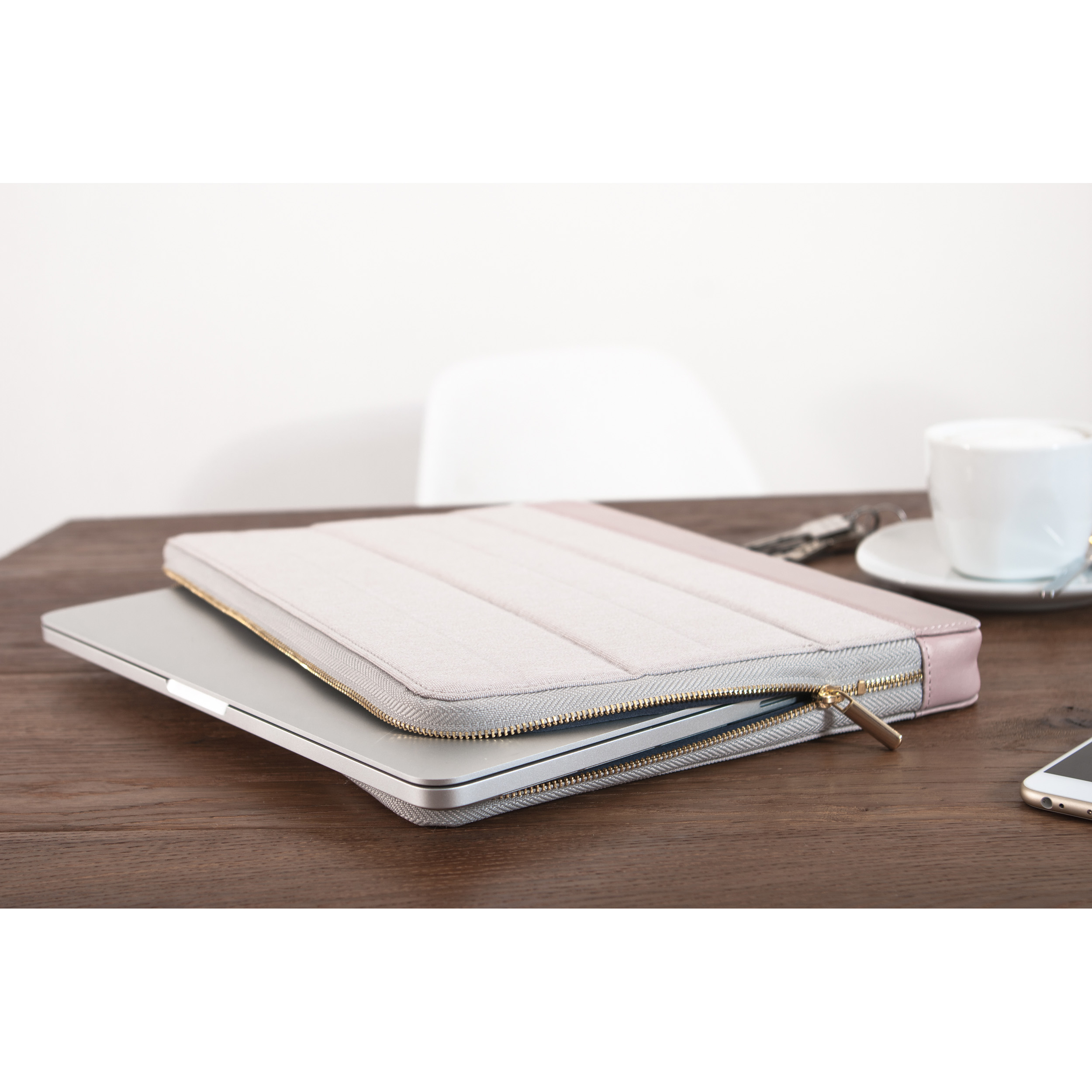 KMP Sleeve Textil, Air Apple MacBook 13 für Echtleder, / Gray/Pink Sleeve Sleeve pink für Notebook gray