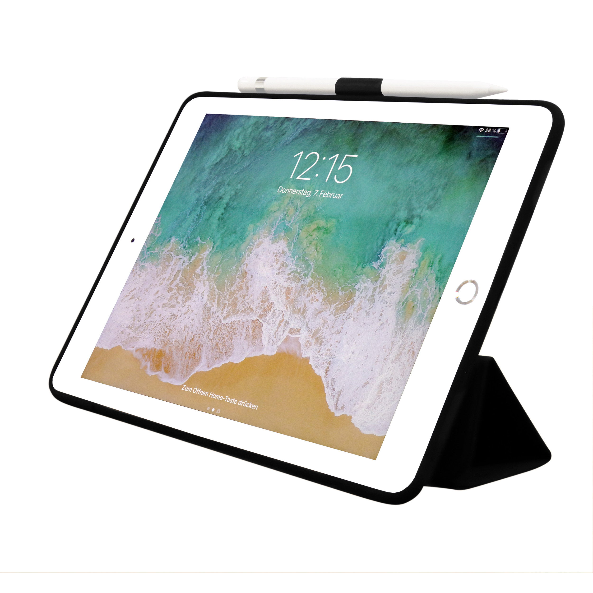 Schutzhülle Mirkofaser, Protective in Apple Backcover Stiftfach Silikon, Material case mit für KMP für Black iPad 9,7 biobasiertes PC, Lederoptik, black