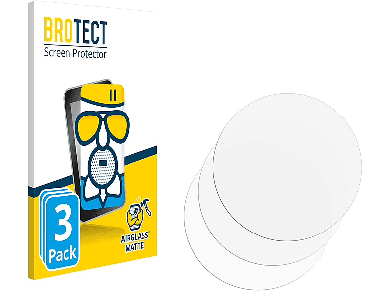 BROTECT 3x Airglass matte Schutzfolie(für Universal Armbanduhren (Kreisrund, ø: 38 mm))