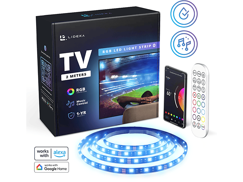 TV LIDEKA LED LED Strips 2m Hintergrundbeleuchtung Multicolors