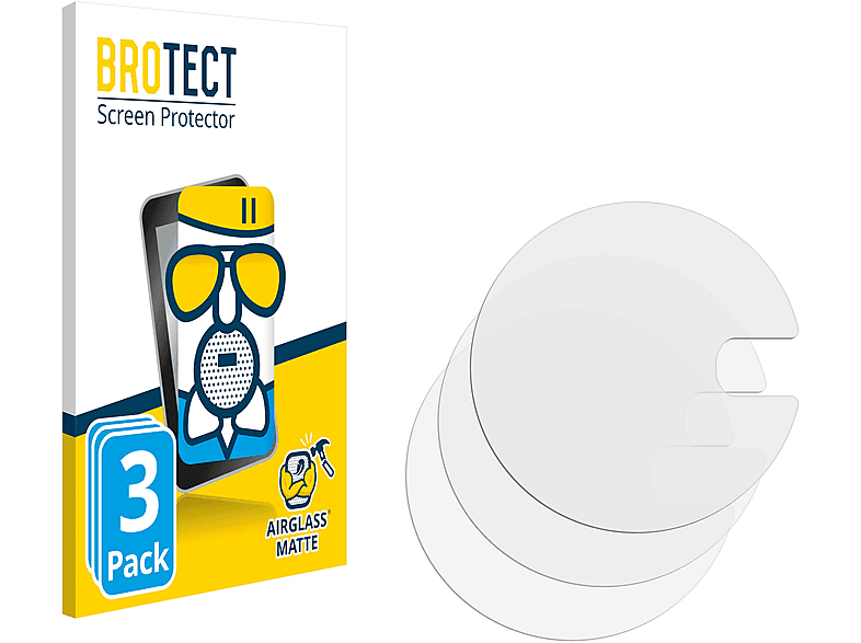 BROTECT 3x Airglass Aussparung)) (runde TAG Aquaracer Schutzfolie(für Heuer matte (43 mm)