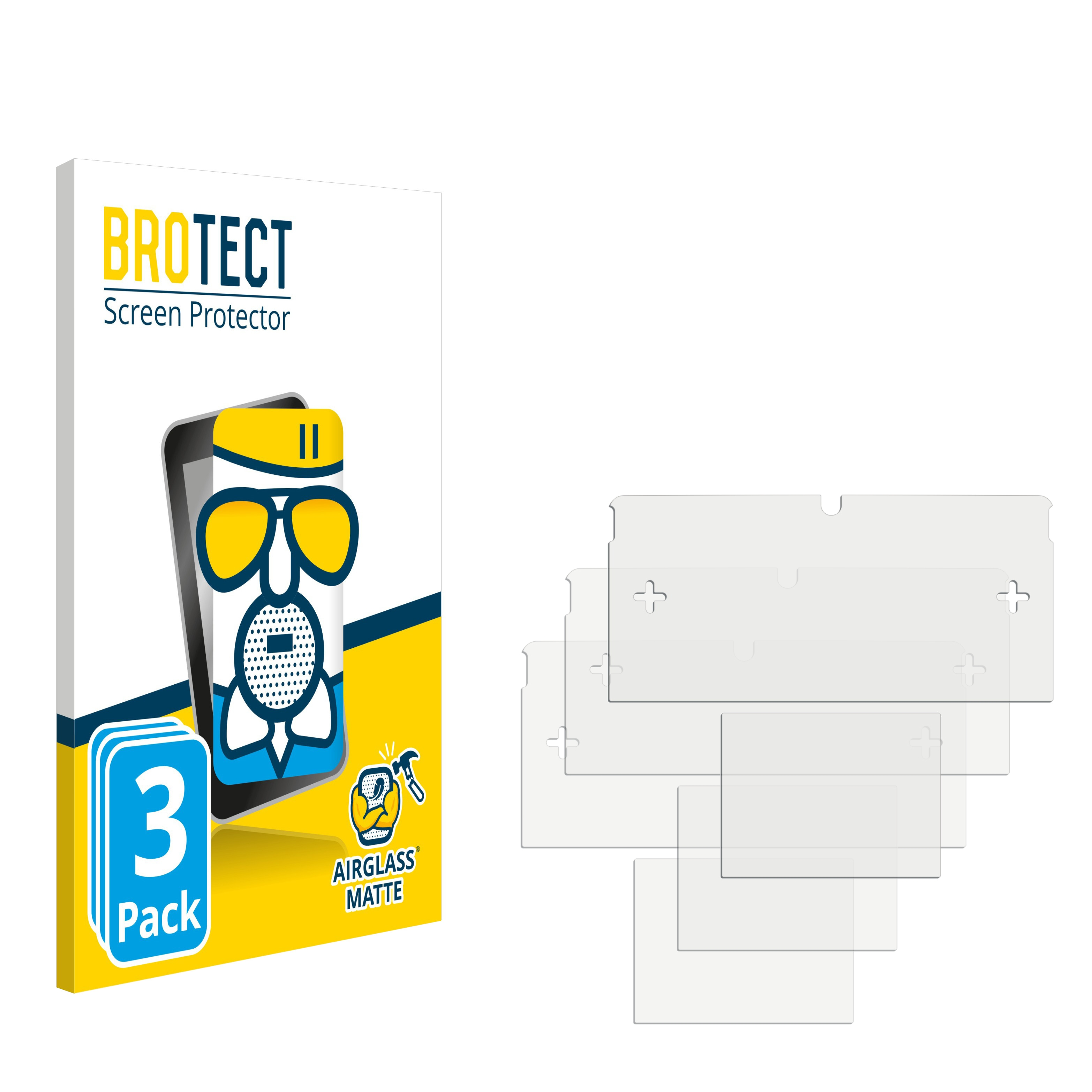 BROTECT 3x Airglass 3DS) Schutzfolie(für matte Nintendo