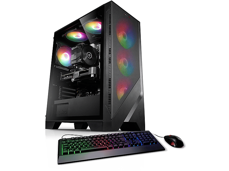 KIEBEL Speed V AMD Ryzen 5 5500, ohne Betriebssystem, Gaming PC mit AMD Ryzen™ 5 Prozessor, 16 GB RAM, 512 GB SSD, NVIDIA GeForce RTX™ 3050, 8 GB