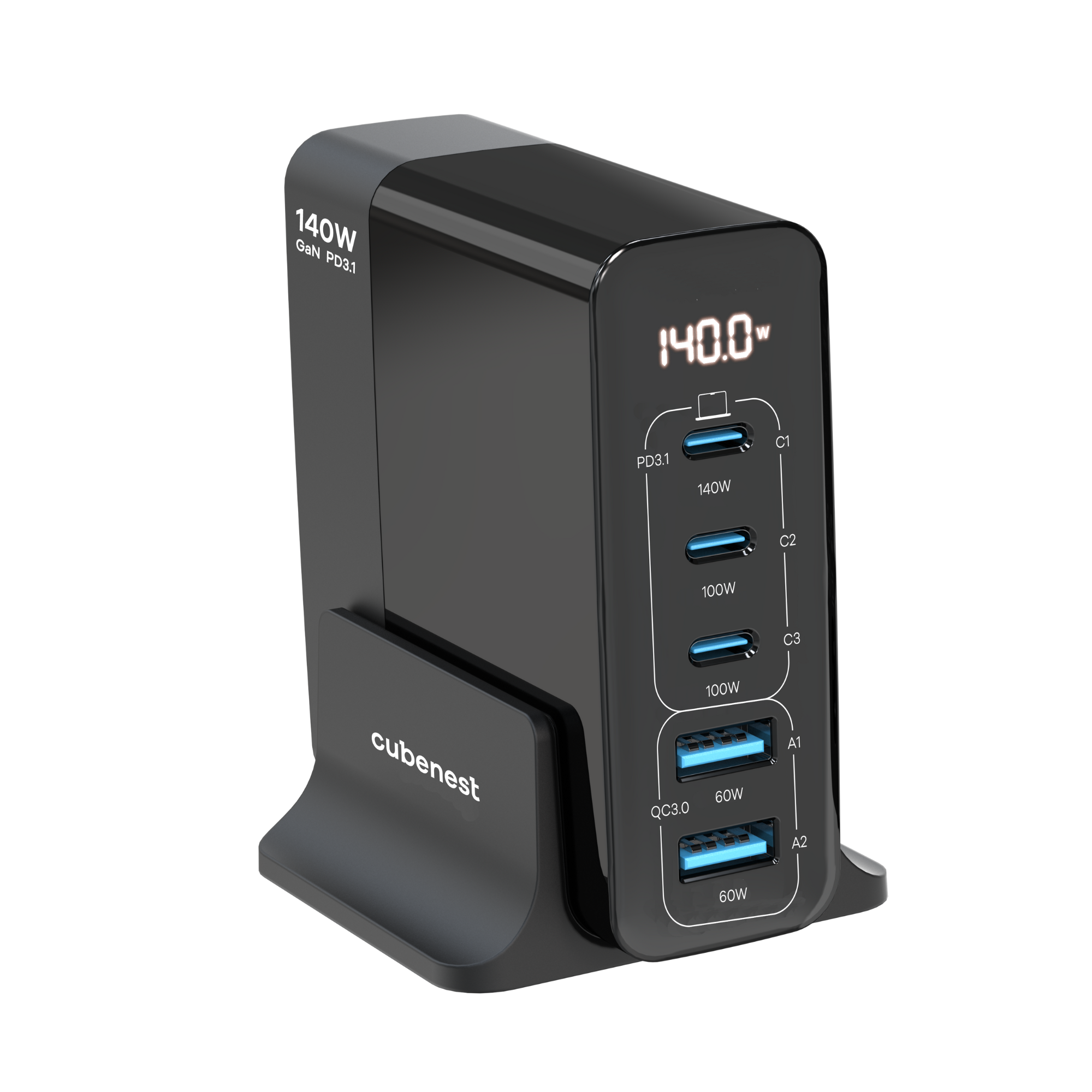 CUBENEST 140 Tech GaN Delivery Charger with USB Watt S5D0 Ladegerät Power USB-C