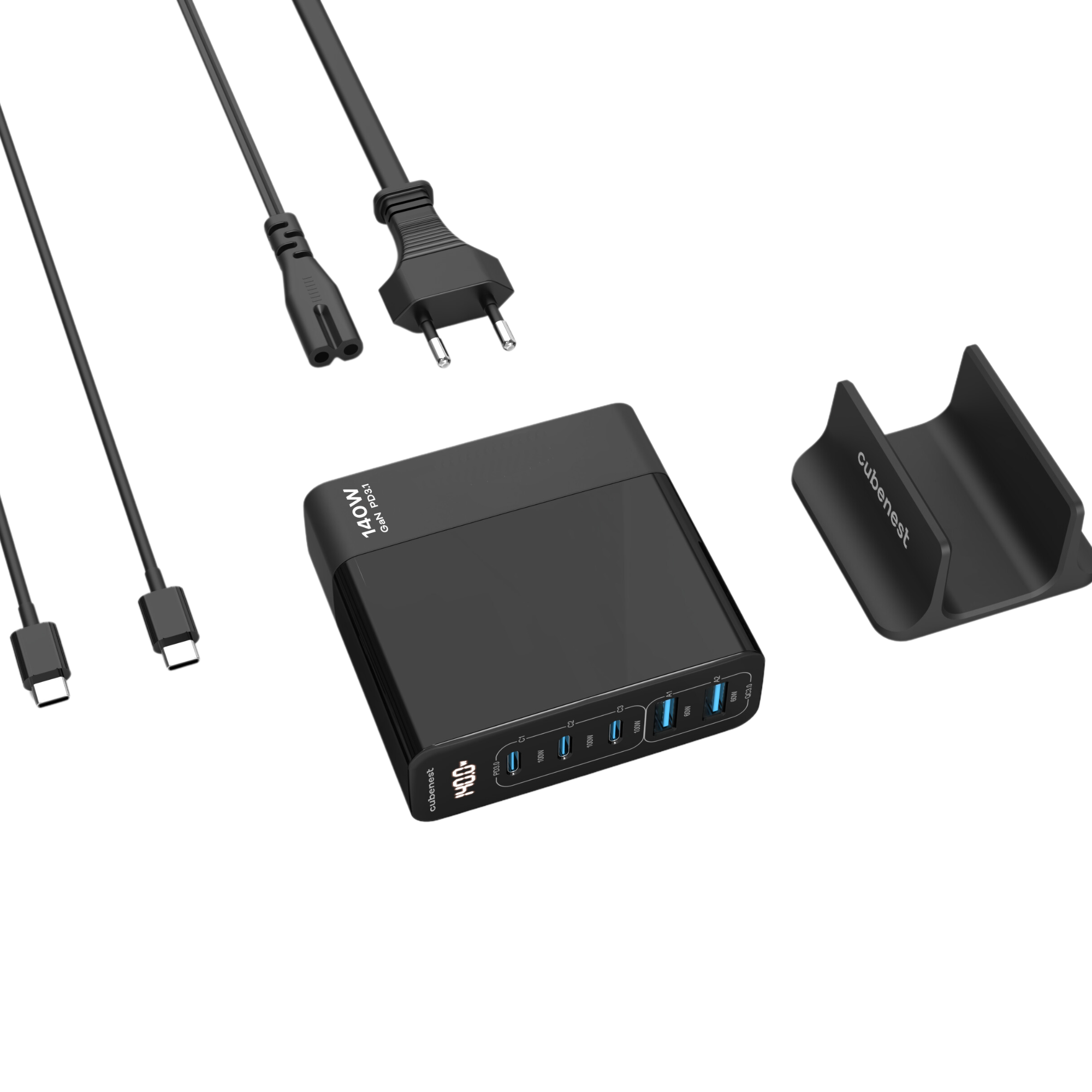 CUBENEST USB-C with Tech USB Ladegerät Power GaN 140 Charger Delivery Watt S5D0