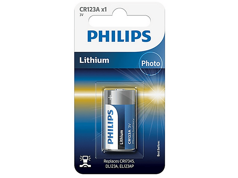 PHILIPS Lithium-Batterie CR123A/97 Lithium-Knopfzelle