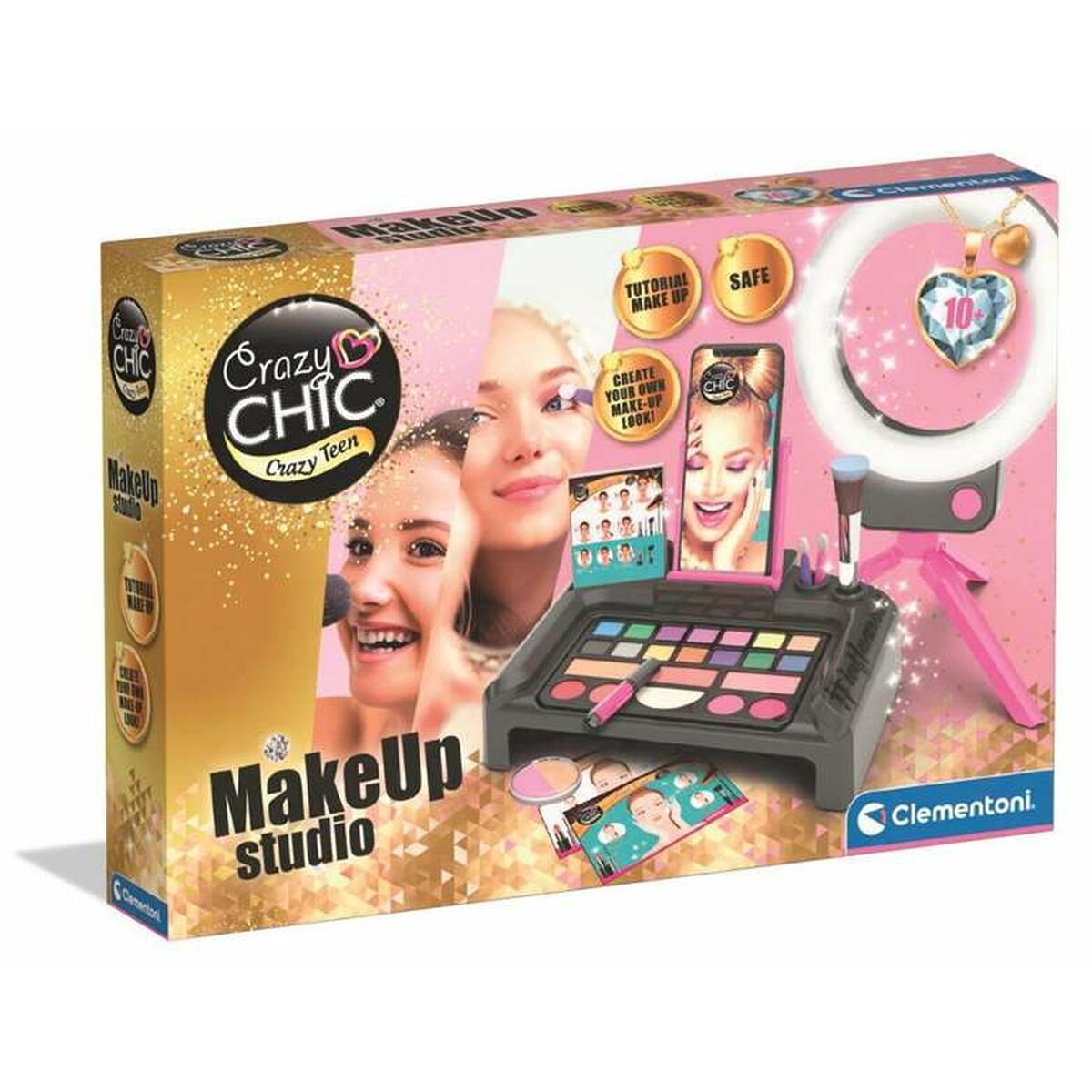 Make-up Studio Box-Set mit Ringlicht, Make-up und Spiegel.