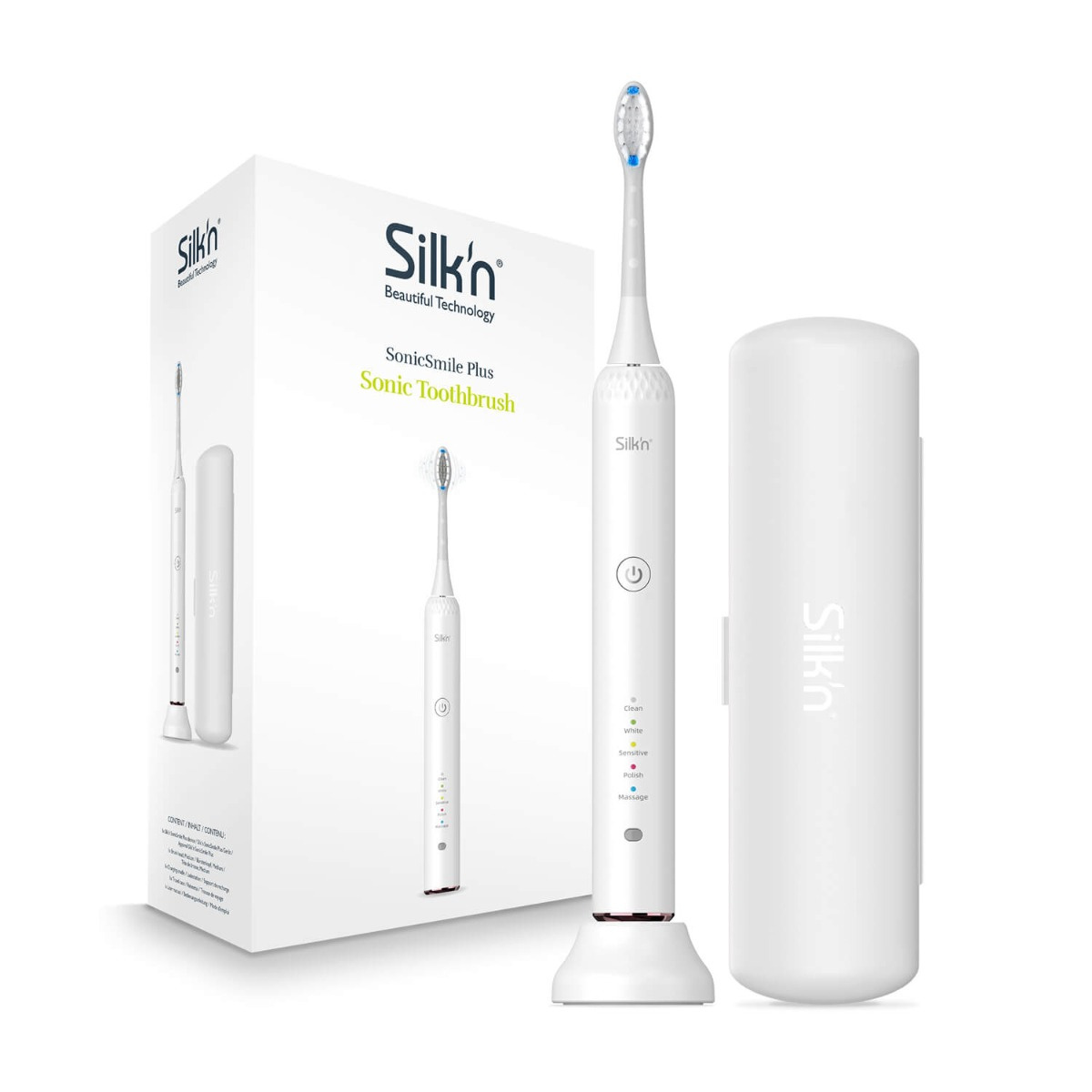 SonicSmile Plus SILK\'N elektrische Weiß Schallzahnbürste Elektrische Zahnbürste Weiß