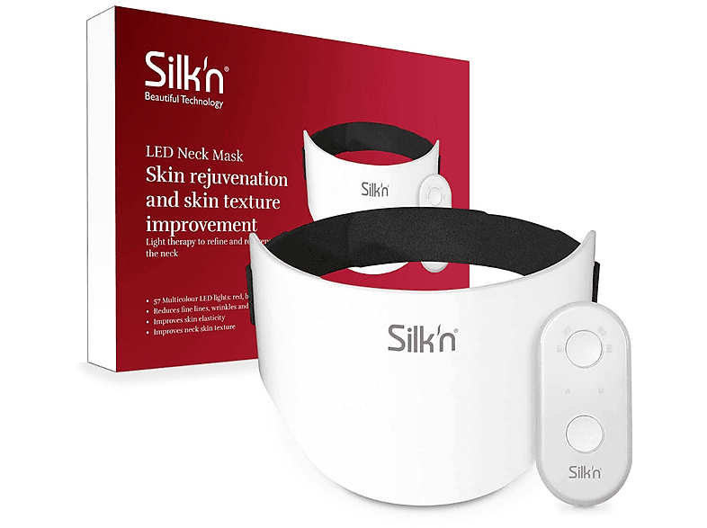 SILK\'N LED-Halsmaske Hautverbesserung mit LED-Lichttherapie Halsmaske Weiß