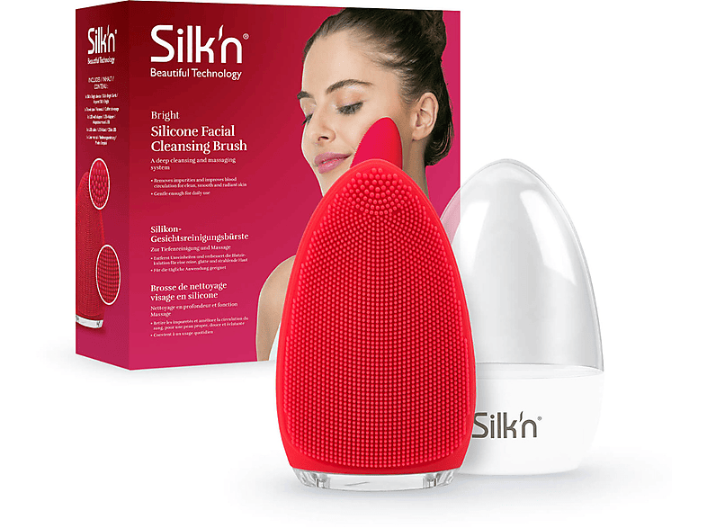 SILK\'N Bright - Ultrahygienische Gesichtsbürste Gesichtsreinigungsbürste Rot - Rot