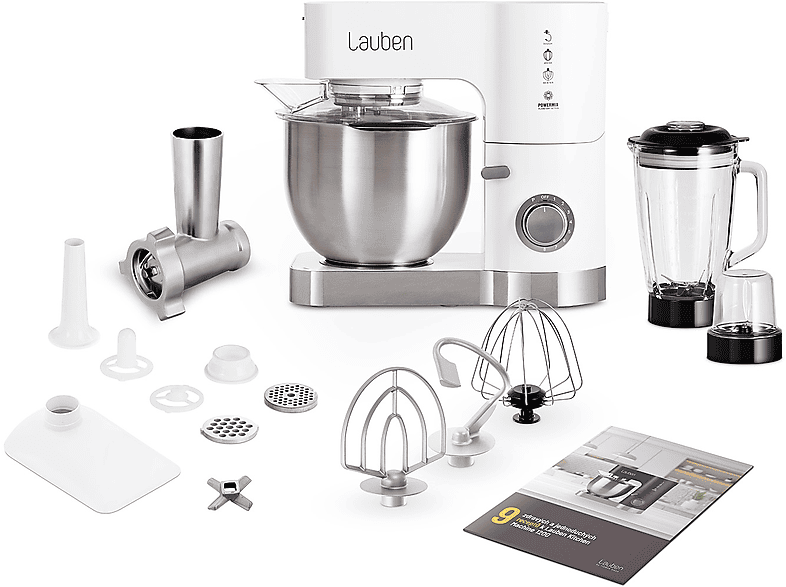 LAUBEN Kitchen Machine 1200WT Küchenmaschine Weiß, Edelstahl (1200 Watt ...