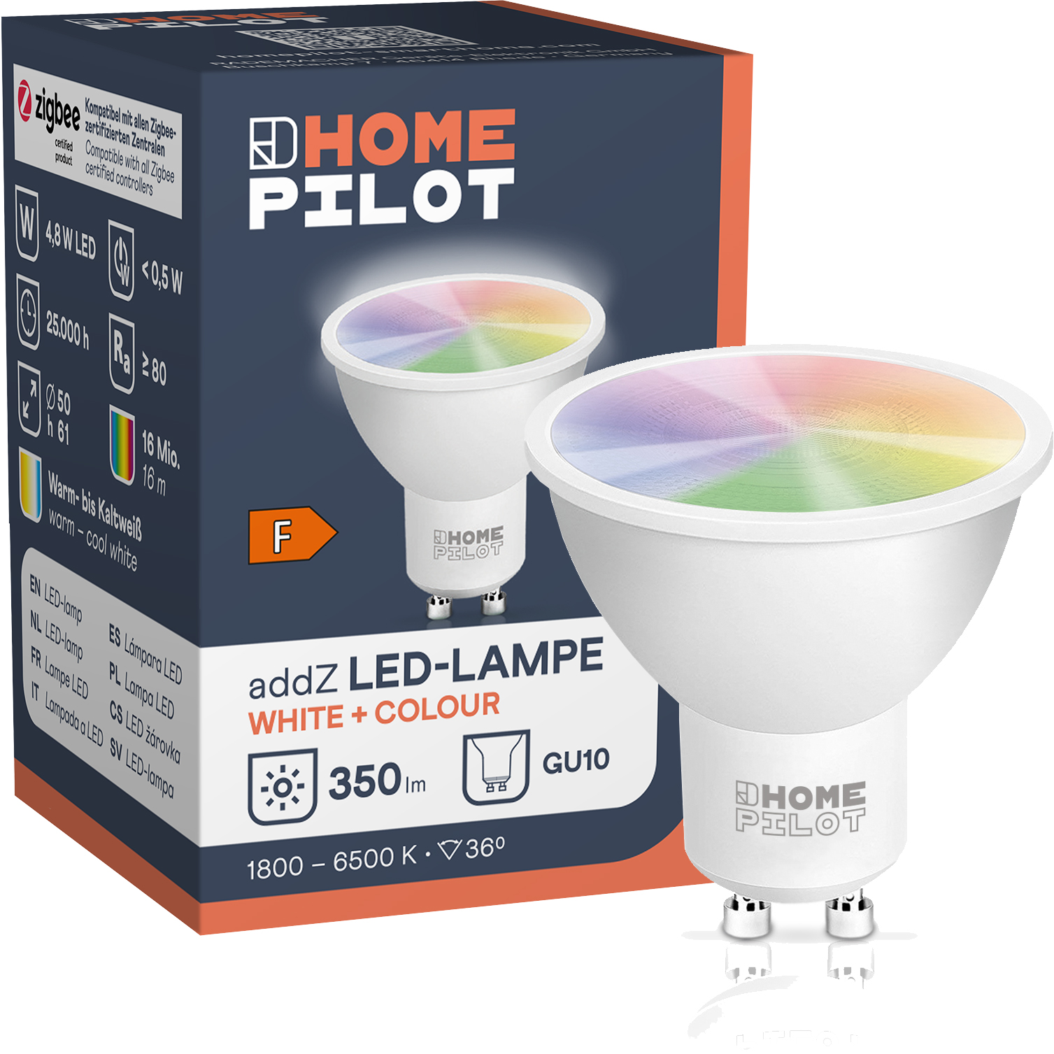 HOMEPILOT addZ LED-Lampe and RGBW Zigbee-Funkstandard Leuchtmittel White GU10 mit Colour