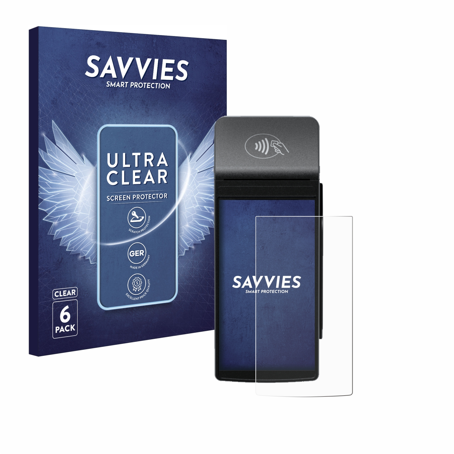 SAVVIES 6x klare Schutzfolie(für Adyen S1F2L)
