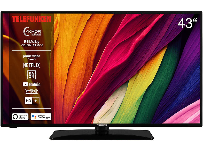 TELEFUNKEN D43U551X1CWI LED TV (Flat, 43 Zoll / 108 cm, UHD 4K, SMART ...