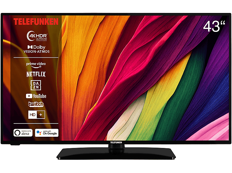 TELEFUNKEN D43U551X1CWI LED TV 43 / SMART (Flat, 4K, Zoll TV) UHD 108 cm