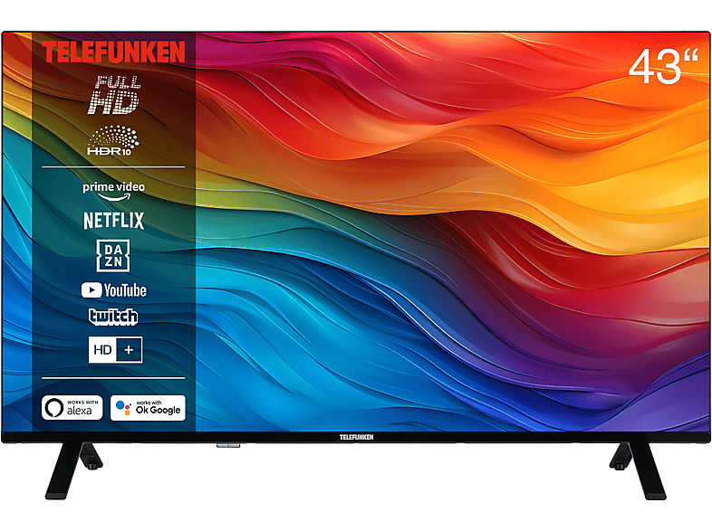 TELEFUNKEN XF43SN750S LED TV (Flat, 108 SMART Zoll 43 Full-HD, / TV) cm