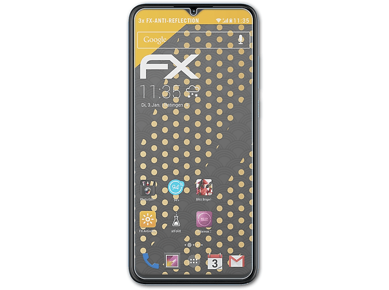 ATFOLIX 3x FX-Antireflex Displayschutz(für ZTE Blade A53+)