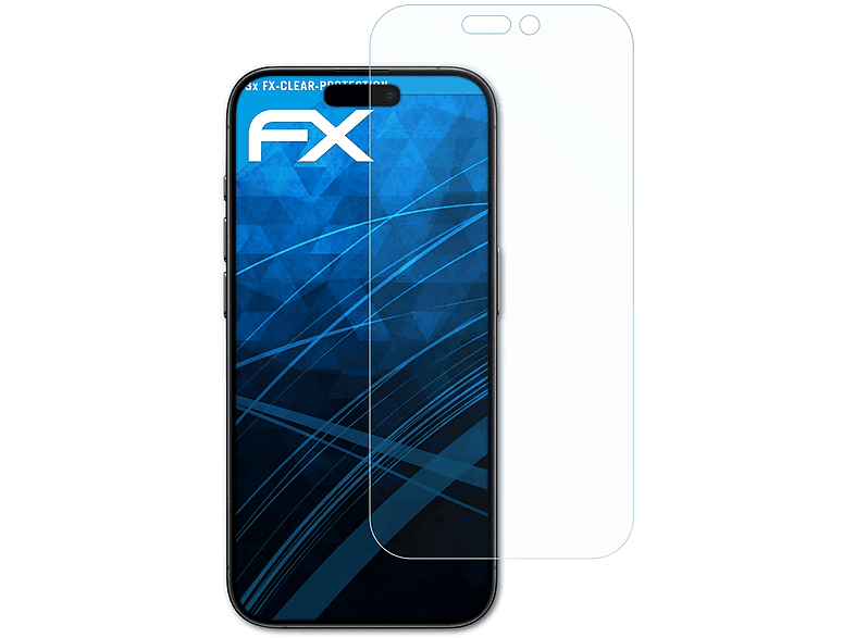 ATFOLIX 3x FX-Clear Displayschutz(für Apple iPhone 15 Pro)