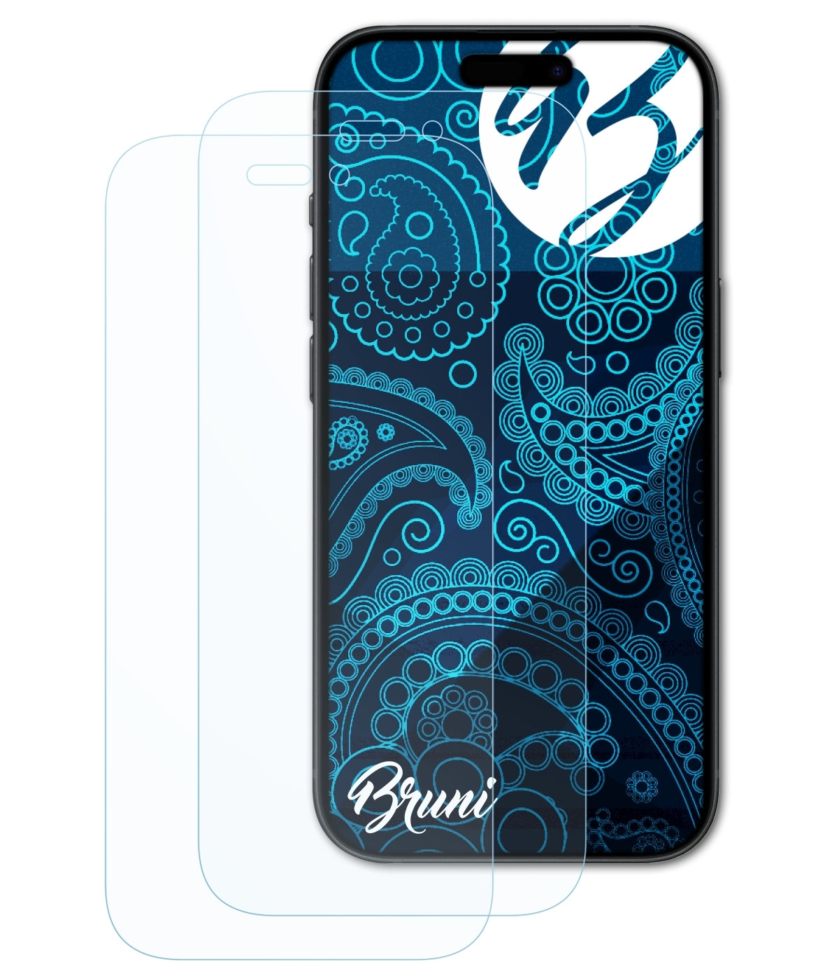 BRUNI 2x Basics-Clear Schutzfolie(für Apple iPhone 15)