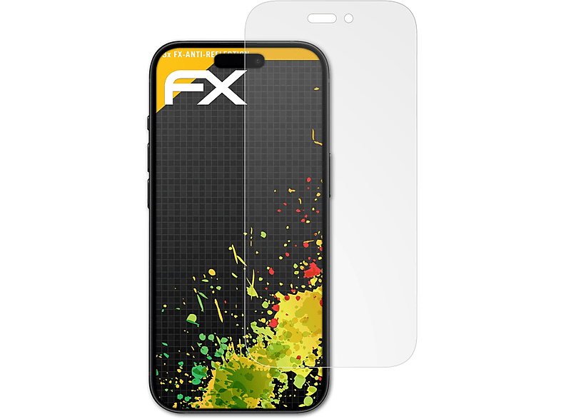 ATFOLIX FX-Antireflex iPhone Displayschutz(für 15) 3x Apple