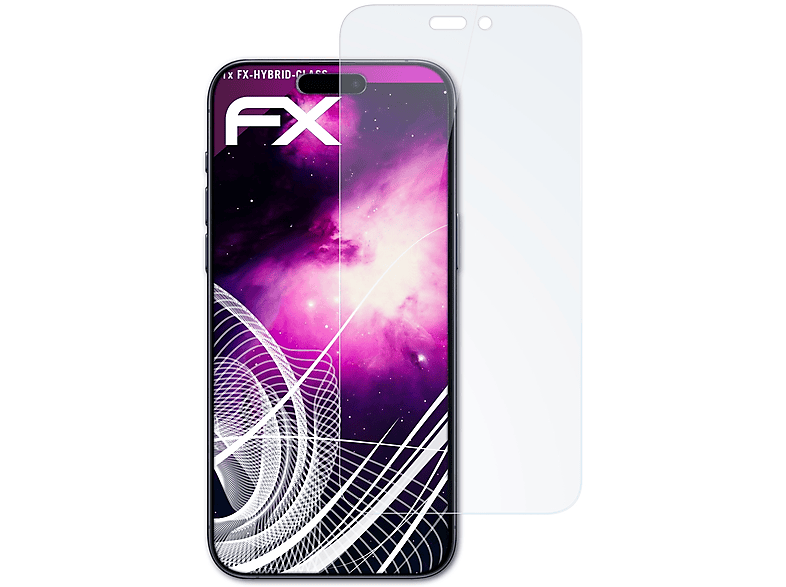 ATFOLIX FX-Hybrid-Glass Schutzglas(für Apple iPhone 15 Pro Max)