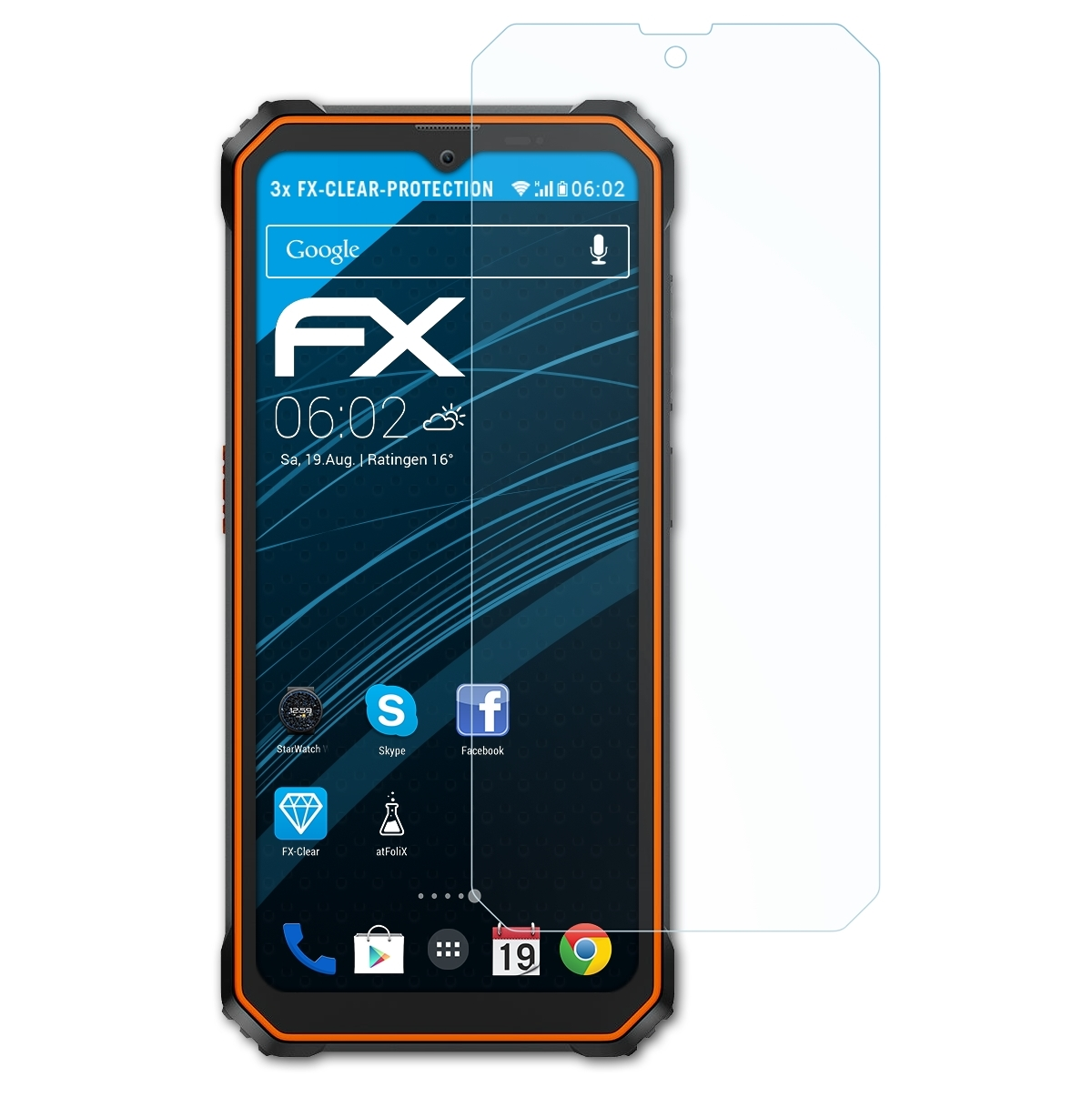 ATFOLIX 3x FX-Clear Displayschutz(für Blackview BV6200)