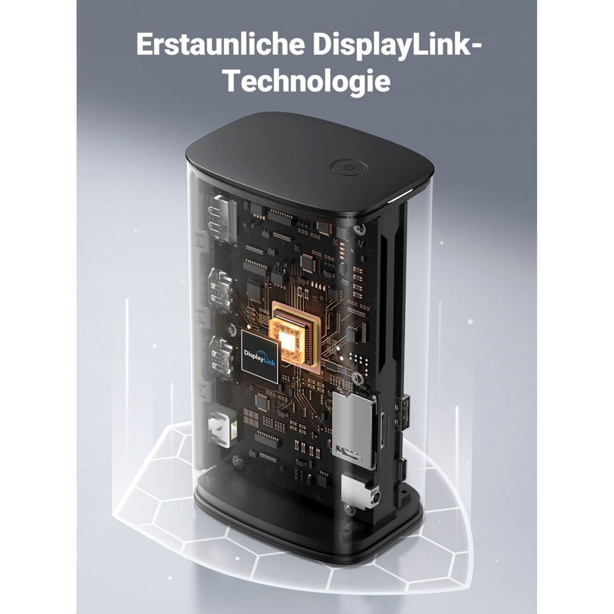 Czarne urządzenie z widocznymi komponentami wewnętrznymi.