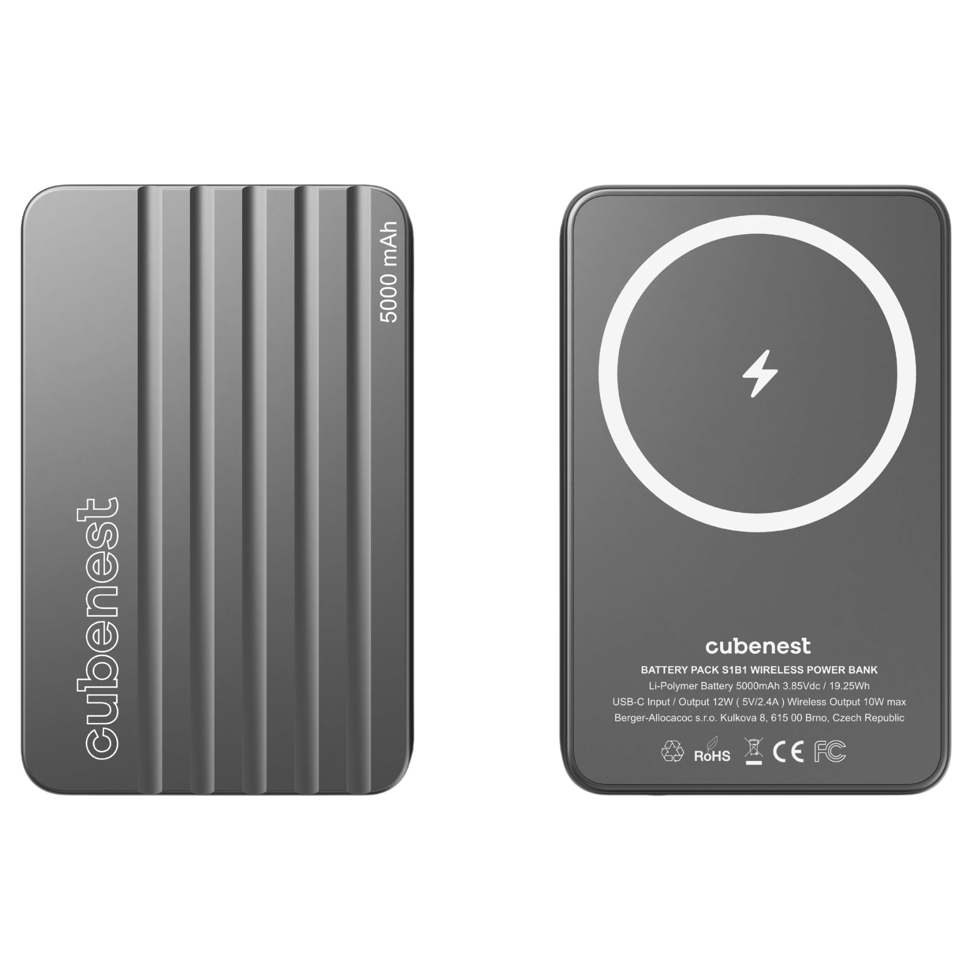 CUBENEST Magnetische MagSafe mAh S1B1 5000 Powerbank kompatibel Gray