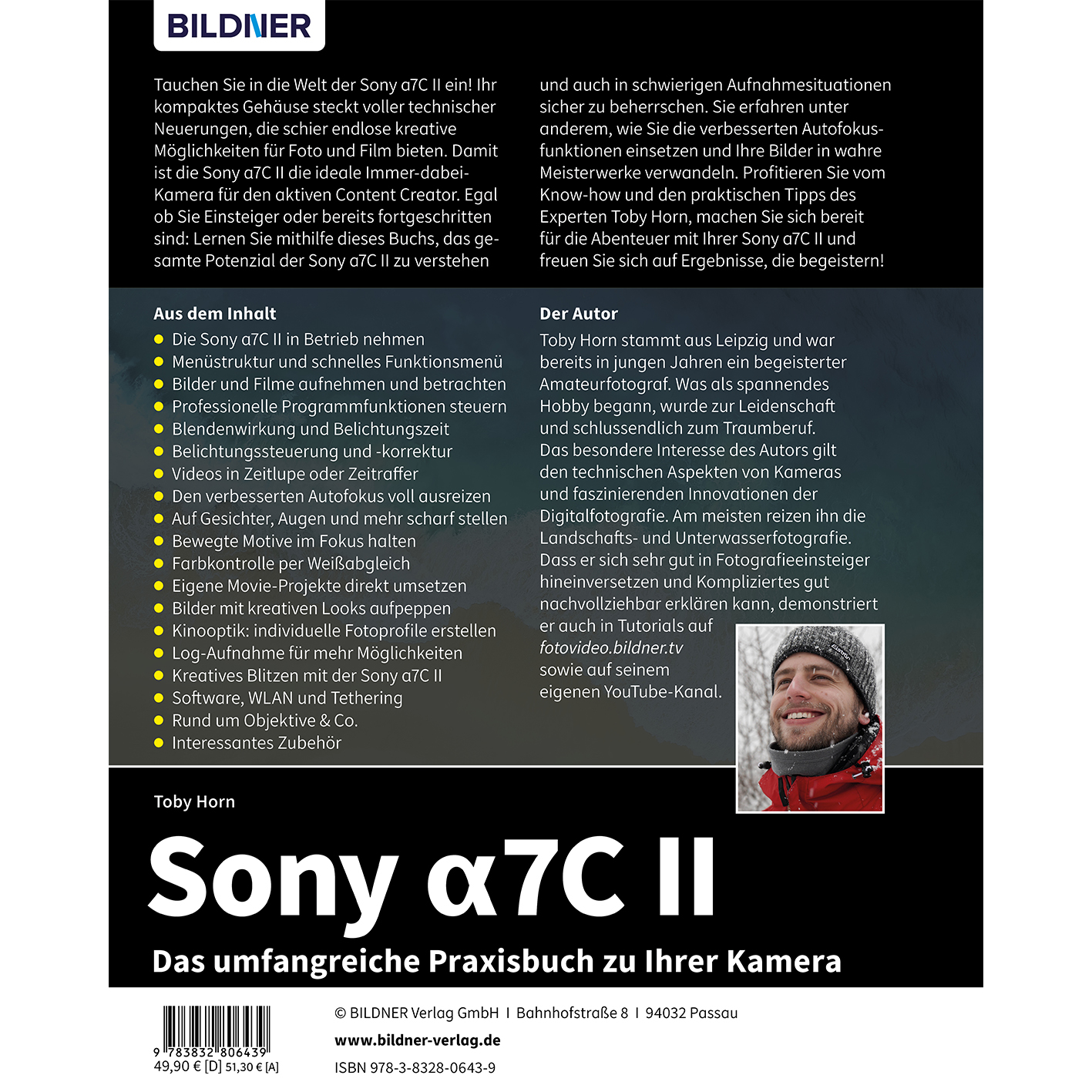 Buchcover mit dem Titel 'Sony a7C II' und einem Bild eines Mannes.